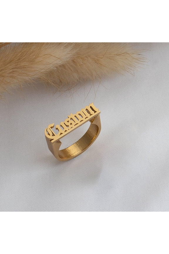 Customize Personalized Trendy Classic Retro Name Rings Couple 14K Yellow Gold Jewelry Ring Party Birthday. Gifts For Various Occ