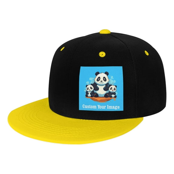 Customize Picture Children's Baseball Cap, Colorblock Flat-Brim Snapback Adjustable Hip-Hop Hat, Personalized Birthday Gift for Kids.