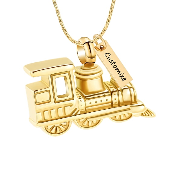 Customize Train Cremation Jewelry for Ashes Holder Pendent for Ashes and Chain Urn Necklace for Ashes of Loved One