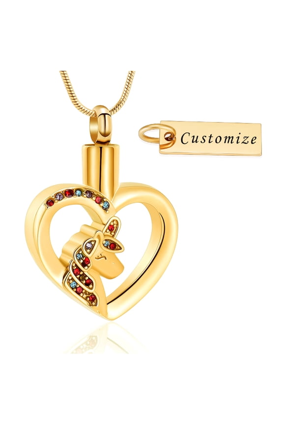 Customize Unicorn Cremation Jewelry for Ashes Urn Necklace Lockets for Human Ashes Pet Ashes Pendent for Ashes and Chain
