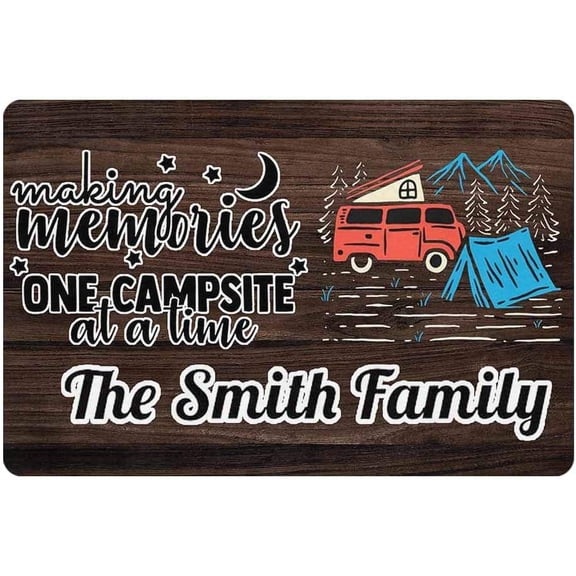 Customize Your Own Personalized Camper Doormat 24" X 16" with Name Text Indoor Outdoor Making Memories One Campsite Welcome Door Mat Area Rug Decor