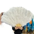 thumbnail image 1 of Customized 100*60CM Red Ostrich Feather Fan 13 Bones Wedding Foldable HandHeld Fans Stage Performance Props, 1 of 7