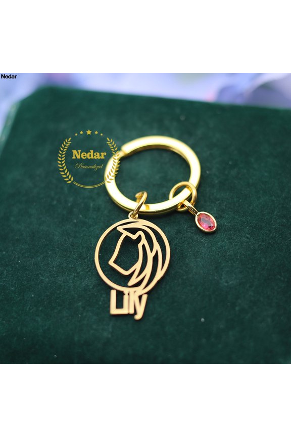 Customized 12 Zodiac Sign Keyrings Custom Name Leo Stainless Steel Birthstone Constellation Round Keychain Birthday Gift