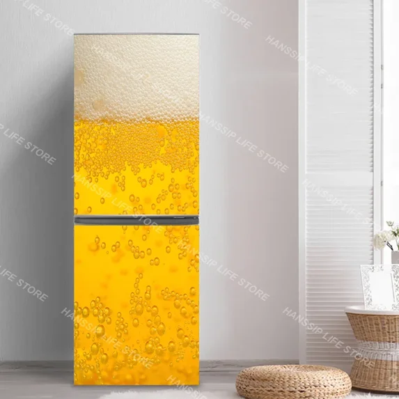 Customized 3D Refrigerator Sticker Retro Flower Plants Poster Waterproof Home ration Kitchen Fridge Door Wrap Mural Sticker