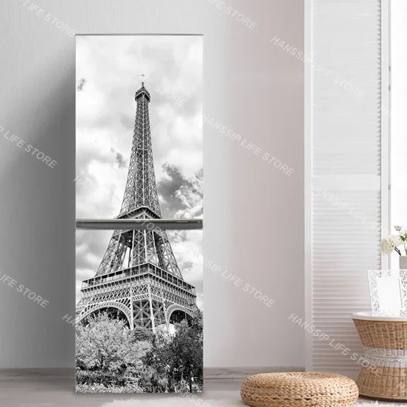 Customized 3D Refrigerator Sticker Retro Flower Plants Poster Waterproof Home ration Kitchen Fridge Door Wrap Mural Sticker