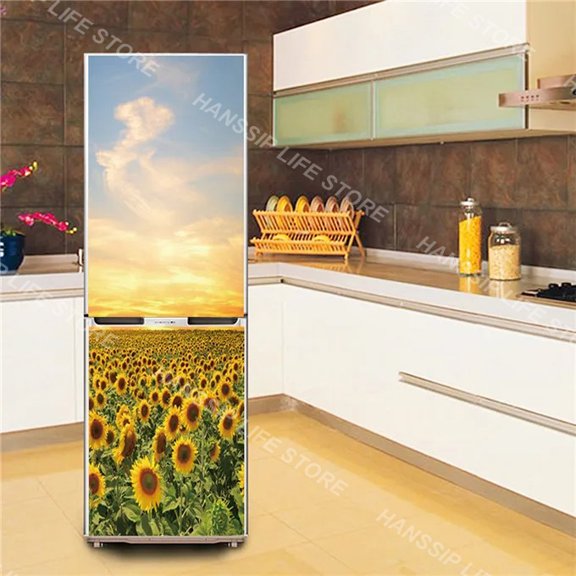 Customized 3D Refrigerator Sticker Self-Adhesive Wallpaper Home ration Kitchen Poster Freezer Fridge Door r Decals Mural
