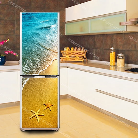 Customized 3D Refrigerator Sticker Self-Adhesive Wallpaper Home ration Kitchen Poster Freezer Fridge Door r Decals Mural