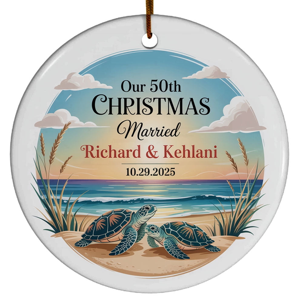 Married Turtle Customized 50th Christmas Married Ornament 2025, Ornament Date/Names Mr ...