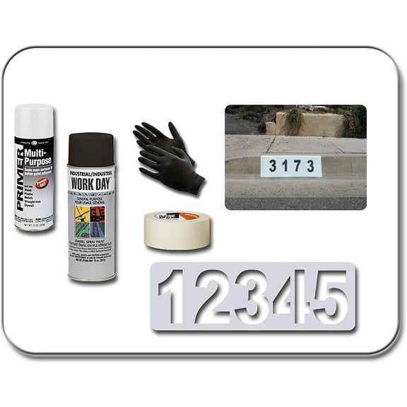 Customized Address Number Stencil, Reusable & Durable Address Number Stencil for Spray Painting & Customizing Sidewalks, Mailboxes, or Walls (18"L x 5"W)(2 Complete Kits)