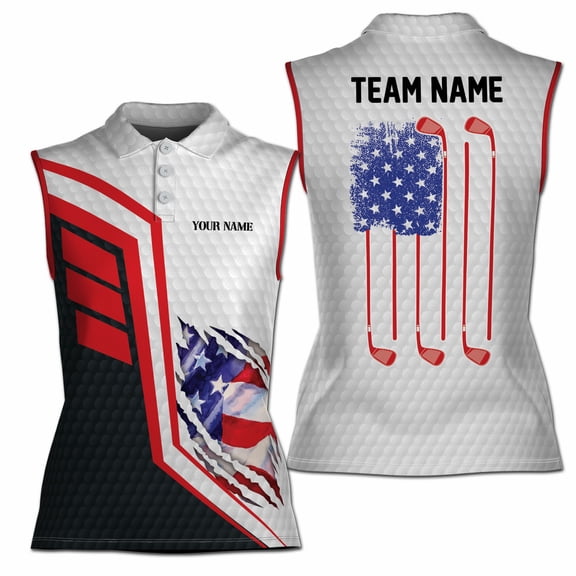 Customized America Golf Lover Women Sleeveless Polo XS-4XL