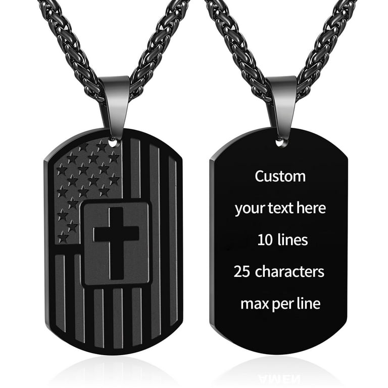 Stainless Steel Laser Cut Cross Dog Tag 24 inch Necklace Stainless Steel Laser Cut Cross Dog Tag 24 inch Necklace