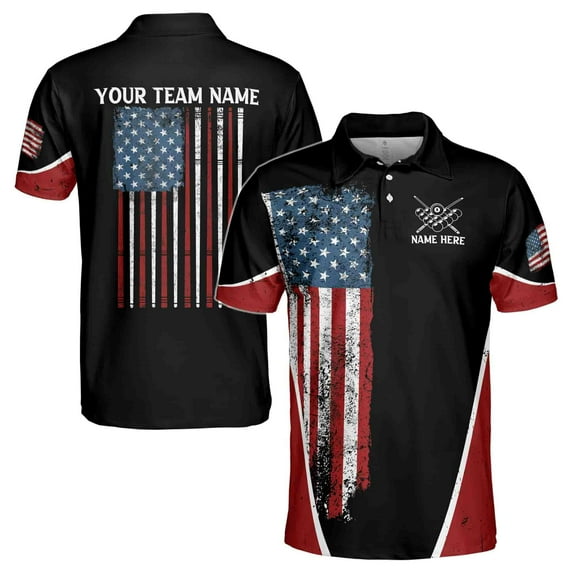Customized American Flag Billiard, Pool Team Gift 3D Polo Shirt Size S-5XL