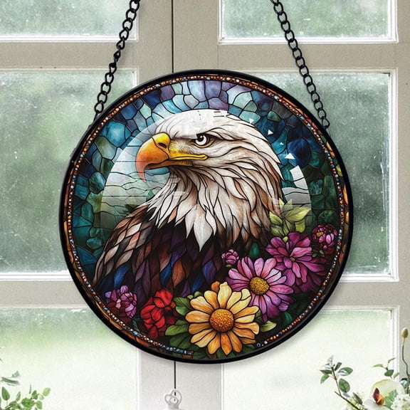 Customized Bald Eagle Hanging Stained Glass for Windows , Bald Eagle Hand-Painted Sun Catcher, Bald Eagle Garden Hangings Christmas, for Home Décor wMnbIo
