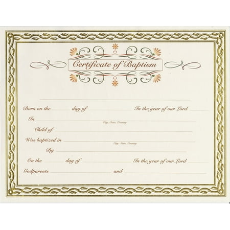 Customized Baptism Certificate with Gold Foil Leafing Border (Baby)