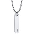 thumbnail image 1 of Customized Bar Initial Necklaces for Men Mens Geometric Vertical Pendant Necklace with Capital A-Z Letter, Stainless Steel Box Chain 24inch, 1 of 6
