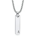 thumbnail image 1 of Customized Bar Initial Necklaces for Men Mens Geometric Vertical Pendant Necklace with Capital A-Z Letter, Stainless Steel Box Chain 24inch, 1 of 6
