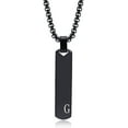thumbnail image 1 of Customized Bar Initial Necklaces for Men Mens Geometric Vertical Pendant Necklace with Capital A-Z Letter, Stainless Steel Box Chain 24inch, 1 of 6