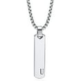thumbnail image 1 of Customized Bar Initial Necklaces for Men Mens Geometric Vertical Pendant Necklace with Capital A-Z Letter, Stainless Steel Box Chain 24inch, 1 of 6
