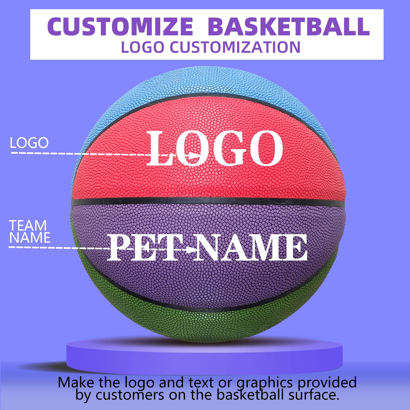 Customized Basketball,Official Size 7/6 For Men's&Women's Basketball Gifts In&Outdoor Soft Leather Balls Game Training(Deflated)
