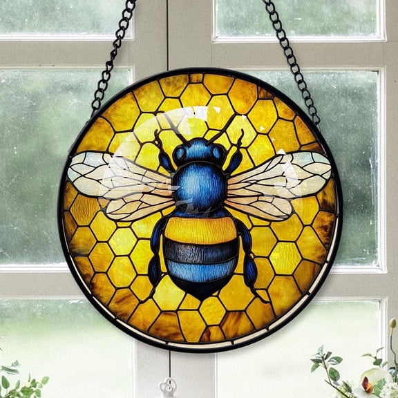 Customized Bee Stained Glass, Bee for Christmas Tree, Bee Suncatcher, Christmas Hanging Dcor wdf2Y2