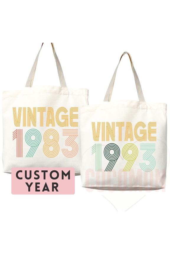 Customized Birth Year Tote Bag Floral Bag Personalized Birthday Gift Bag Custom Name Tote