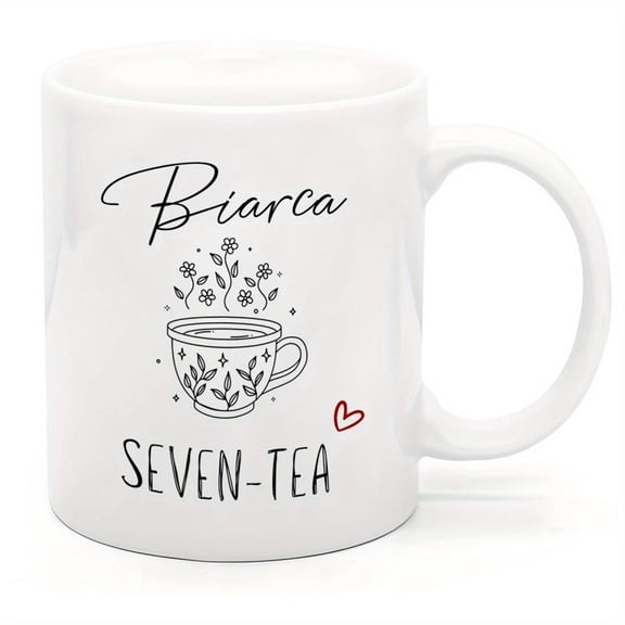 Customized Birthday Tea Cup Personalized Birca And Seven Teas Wildflower Design 11 Ounce Ceramic Coffee Mug with Pink Handle And Rim Dishwasher Mom Gr