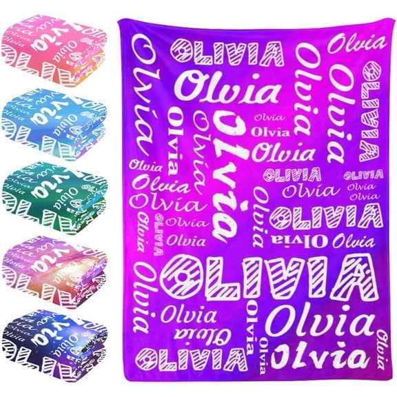 Customized Blanket Personalized with Name Text, Monogrammed Blankets, Customized Flannel Throws Blankets for Baby Adults Birthday Mothers Fathers Valentines Day Gift