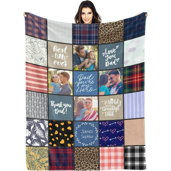 Customized Blanket with Photos & Text for Mom Dad Baby Family Friends Personalized Picture Blanket for Birthday Christmas for Women Sister Wife Grandma(10 Photos,50x60 Sherpa)