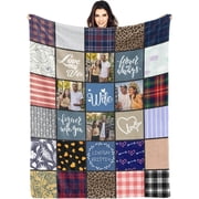 Customized Blanket with Photos & Text for Mom Dad Baby Family Friends Personalized Picture Blanket for Birthday Christmas for Women Sister Wife Grandma10 Photos,50x60 Sherpa