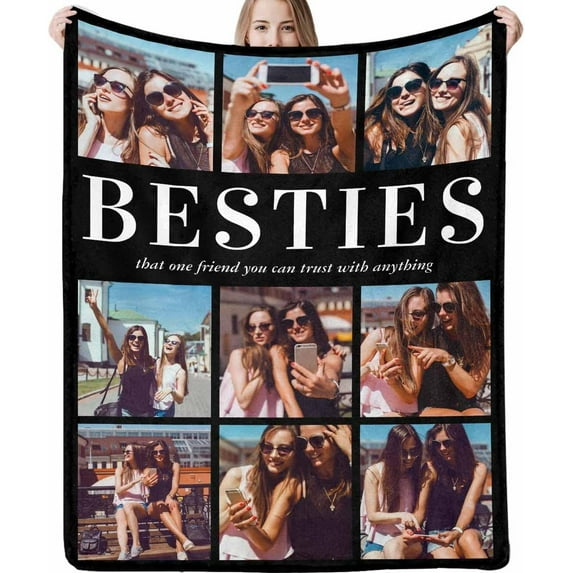 Customized Blanket with Picture Your Text Here 10 Photos Blankets Personalized Gifts for Adults Family Dad Mom Couples,Custom Photo Blanket Memorial Gifts for Christmas Birthday Blankets