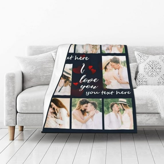 Customized Blankets with Photos Custom Blanket Family Picture Upload Personalized Blanket for Adults Customize Blanket Birthday Customizable for Dad Mom Nana Kids Dogs Friends
