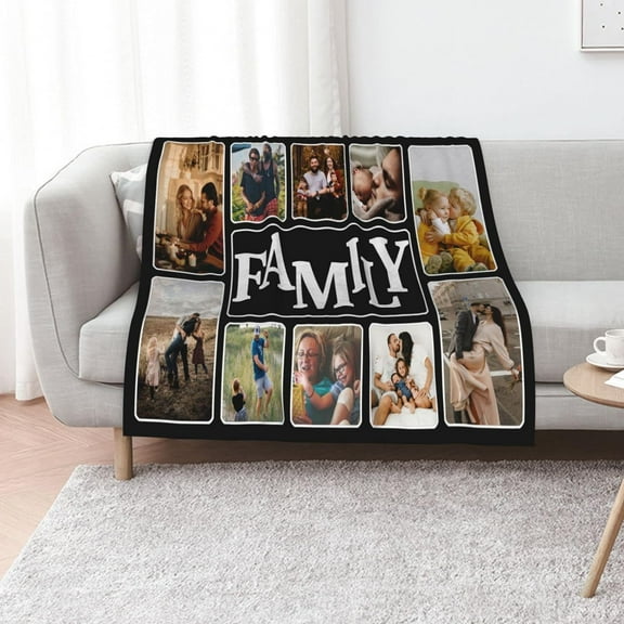 Customized Blankets with Photos Custom Blanket Family Picture Upload Personalized Blanket for Adults Customize Blanket Birthday Customizable for Dad Mom Nana Kids Dogs Friends