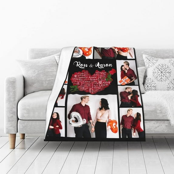 Customized Blankets with Photos Custom Blanket Family Picture Upload Personalized Blanket for Adults Customize Blanket Birthday Customizable for Dad Mom Nana Kids Dogs Friends