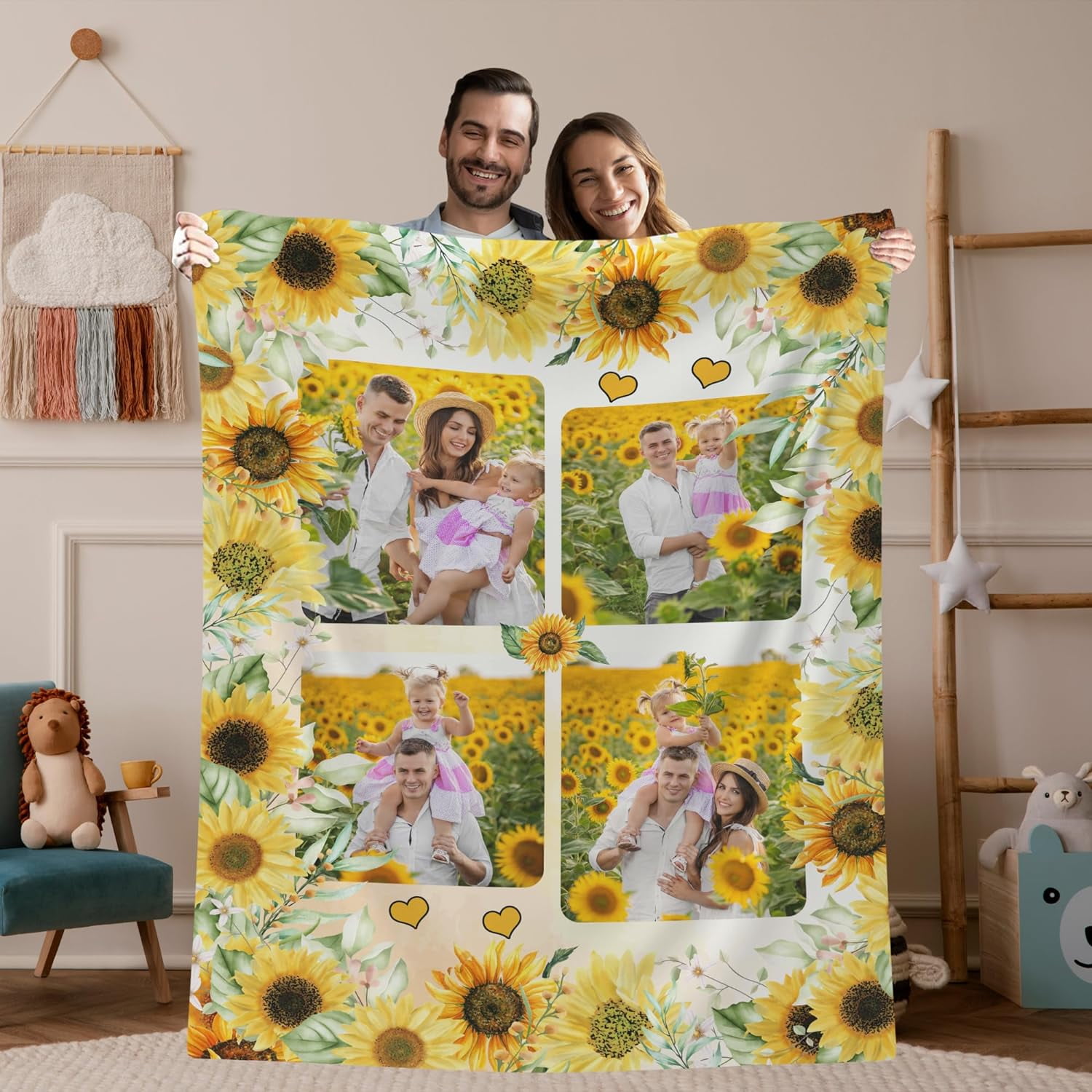 Customized Blankets with Photos for Family Memory Custom Picture Blankets with 8 Photos Collage