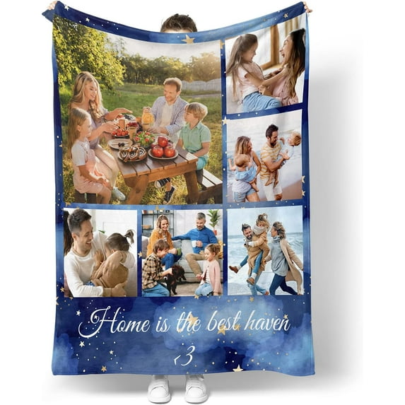 Customized Blankets with Photos Personalized Picture Collage Blanket Soft Using My Own Photos Custom Gifts for Halloween, Family, Friends Gifts-150X200cm