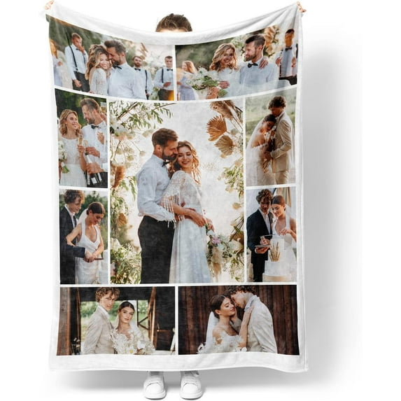Customized Blankets with Photos Personalized Picture Collage Throw Blanket Soft Using My Own Photo Custom Personalized Mothers Day Valentines Gifts for Her Him Family Friends Blankets