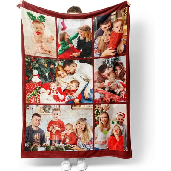 Customized Blankets with Photos Personalized Picture Collage Throw Blanket Soft Using My Own Photo Custom Personalized Christmas Warm Gifts for Women Men Family Friends