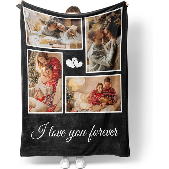 Customized Blankets with Photos Personalized Picture Collage Throw Blanket Soft Using My Own Photo Custom Personalized Christmas Warm Gifts for Women Men Family Friends