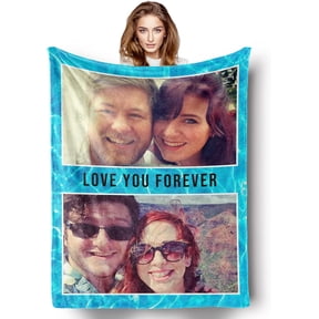 Customized Blankets with Photos Text for Fathers Mothers, Personalized Custom Wife Husband Flannel Fleece Blanket for Couch Sofa Bedroom Living Room - 30"×40"