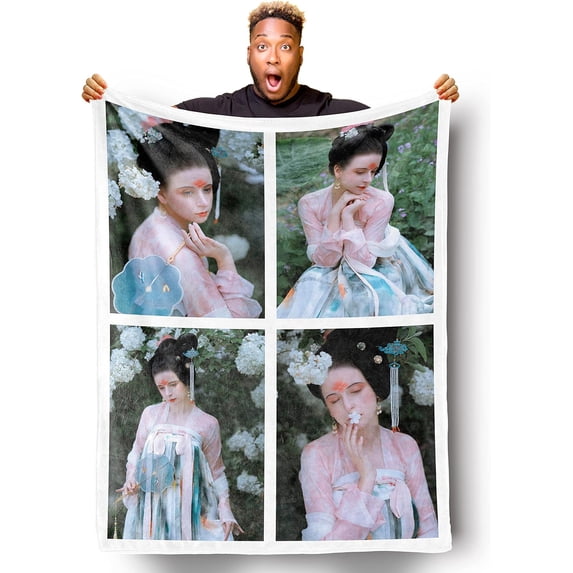 Customized Blankets with Photos Text for Fathers Mothers, Personalized Custom Wife Husband Flannel Fleece Blanket for Couch Sofa Bedroom Living Room - 30"×40"