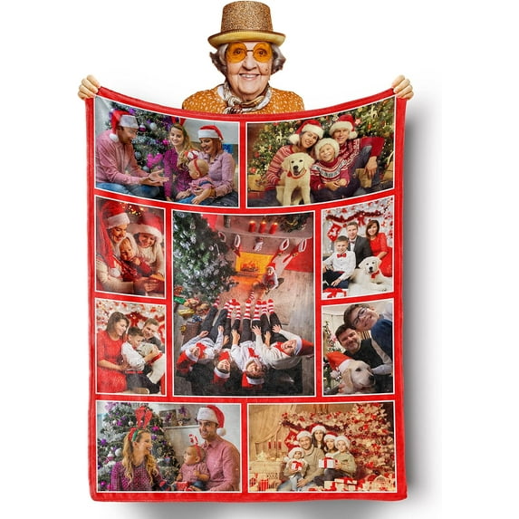 Customized Blankets with Photos Text for Fathers Mothers, Personalized Custom Wife Husband Flannel Fleece Blanket for Couch Sofa Bedroom Living Room - 30"×40"