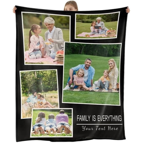 Customized Blankets with Photos Texts-Personalized Picture Collage Blanket Personalized Throw Blanket With Your Own Pictures Personalized Picture Blanket For Family Birthday Wedding Gift(1*Picture)