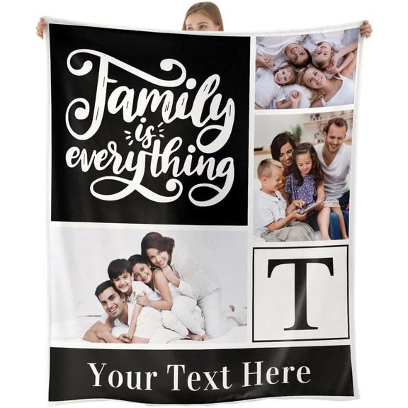 Customized Blankets with Photos Texts-Personalized Picture Collage Blanket Personalized Throw Blanket With Your Own Pictures Personalized Picture Blanket For Family Birthday Wedding Gift(1*Picture)