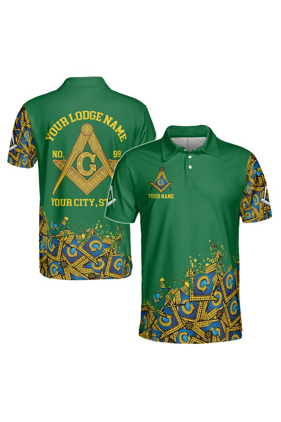 Customized Blue Lodge Master Mason Mansonic Men's Polo Shirt S-5XL
