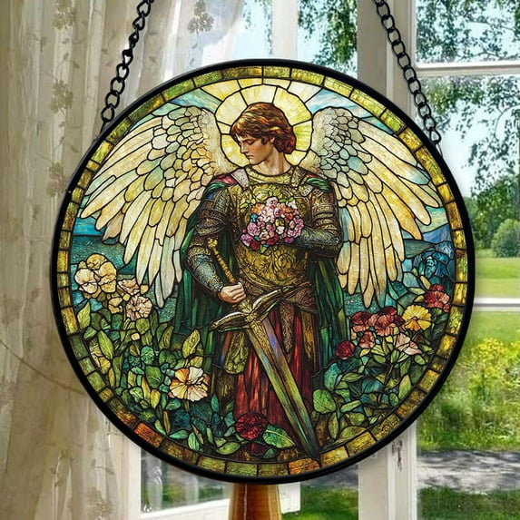 Customized Boho Archangel Michael Ornament Window Hanging Suncatcher Home Decor Garden Halloween Christmas Party Wedding Housewarming Gifts, 2025, Holiday Decoration, Seasonal