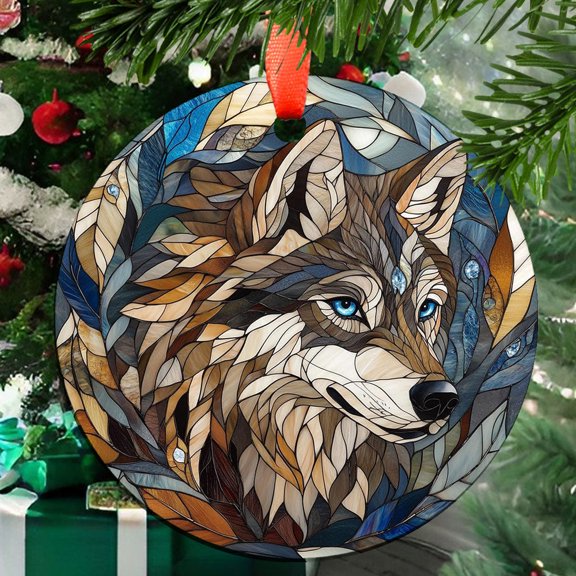 Customized Boho Elegant Wolf Head Ornament Window Hanging Suncatcher Home Decor Garden Halloween Christmas Party Wedding Housewarming Gifts, 2025, Festive Home Accent, Memorable