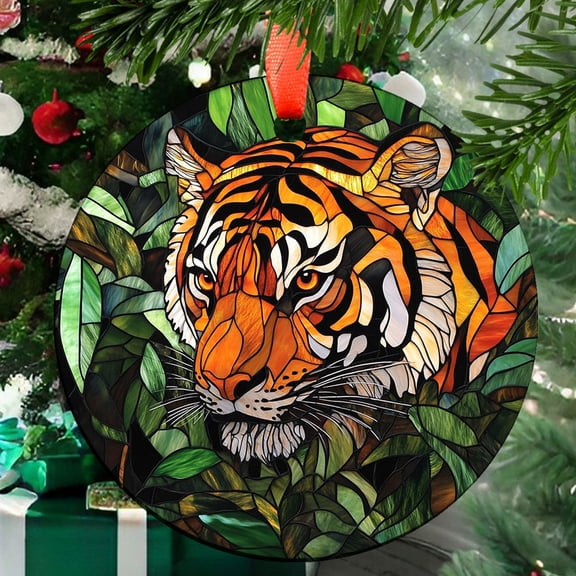 Customized Boho Ferocious Tiger Head Ornament Window Hanging, Suncatcher for Women, Window Decor Perfect Home Decor, 2025, Holiday 2025, Seasonal Holiday Decor, Holiday Souvenir,