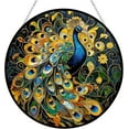 thumbnail image 1 of Customized Boho Peacock with Radiant Tail Feathers Stained Glass Suncatcher Window Hangings, Suncatchers Glass Panel Sun Catchers Gifts Home Decor Garden Christmas Halloween Wedding, 1 of 6