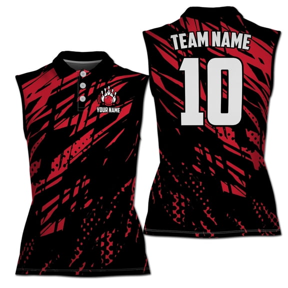 Customized Bowling Team Uniform Grunge Women Sleeveless Polo XS-4XL