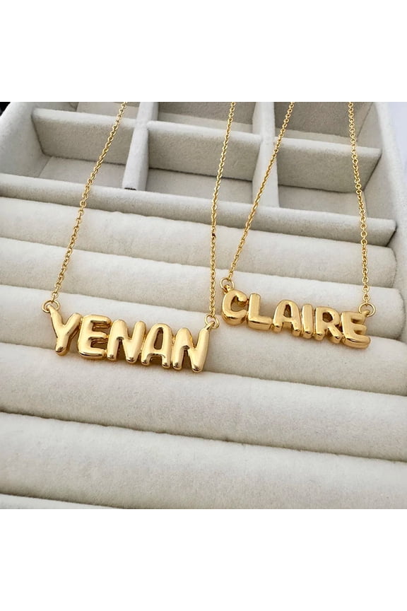 Customized Bubble Name Necklace, Fashionable Mini 3D Letter Necklace